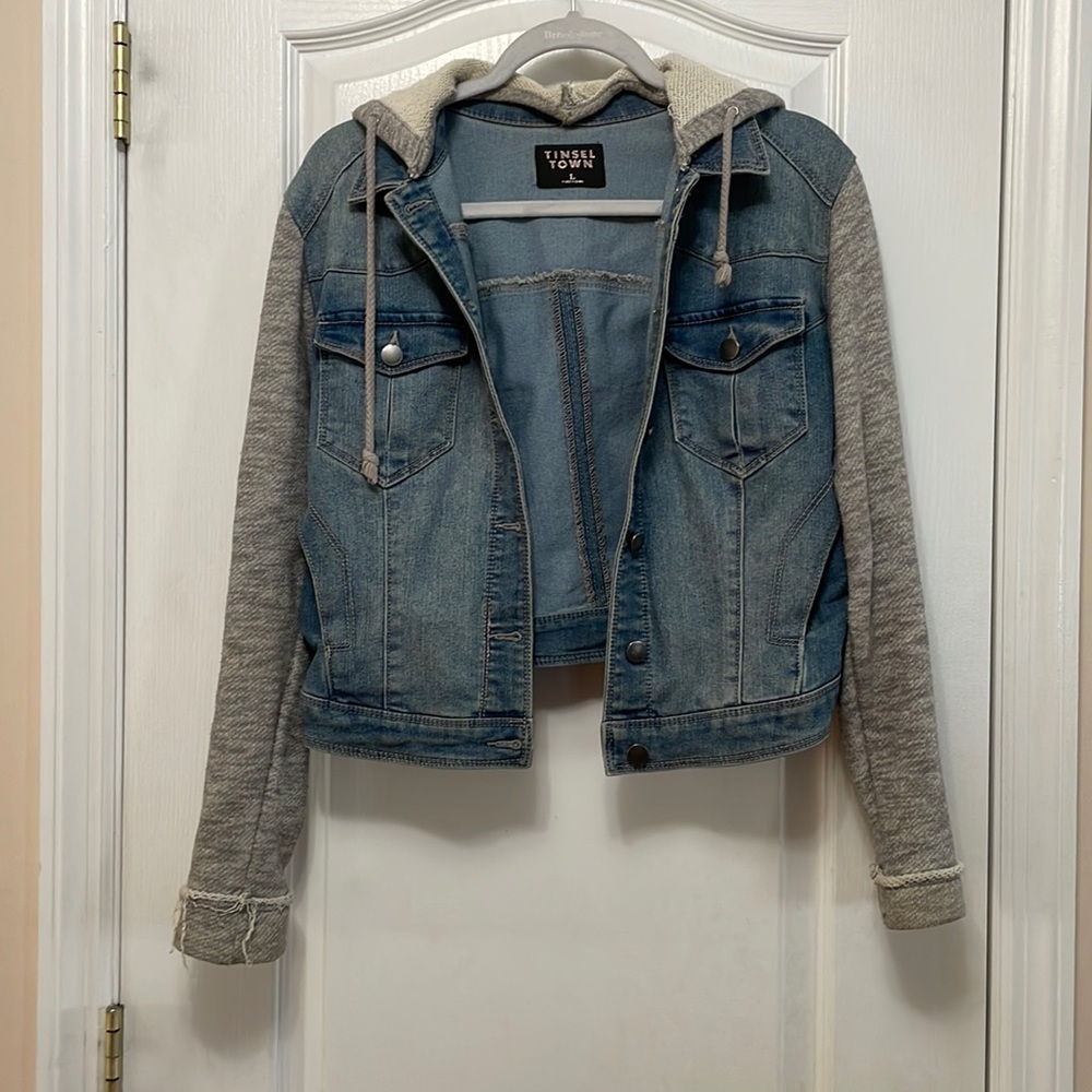 Juniors Sweater-Denim Jacket